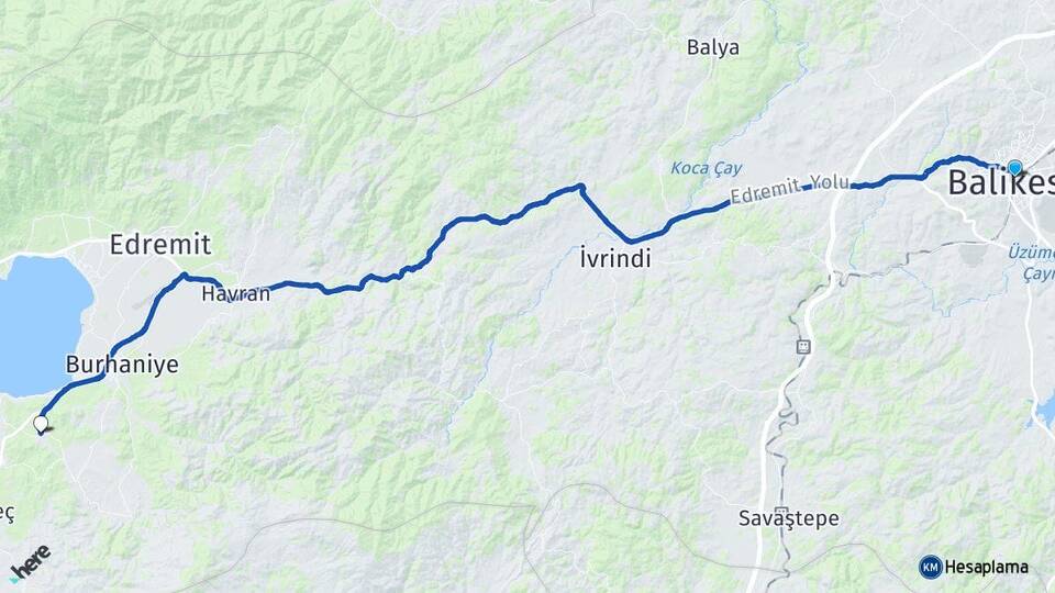 Balıkesir Pelitköy Burhaniye Arası Kaç Km - Yol Haritası