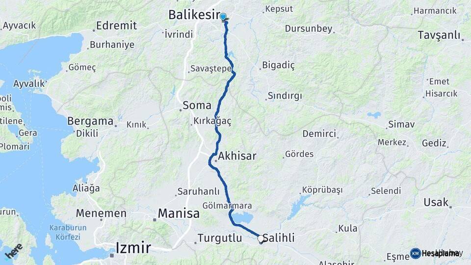 Balıkesir Salihli Manisa Arası Kaç Km - Yol Haritası