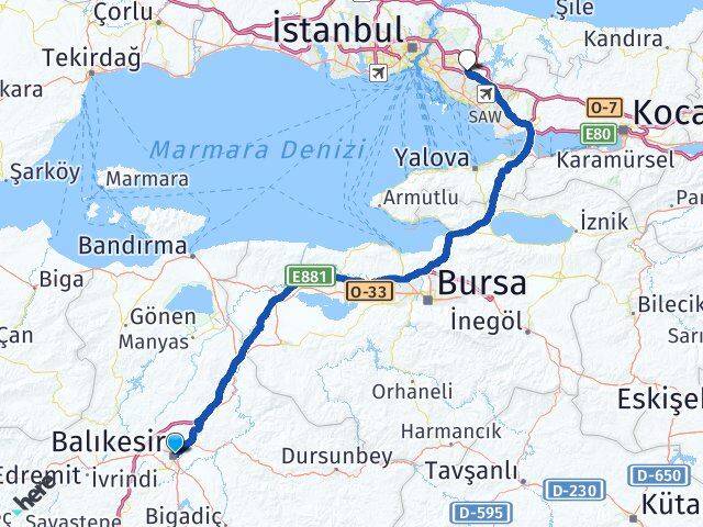 Balıkesir Sancaktepe İstanbul Arası Kaç Km - Yol Haritası
