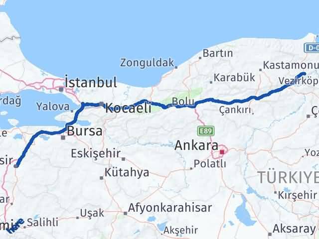 Balıkesir Saraydüzü Sinop Arası Kaç Km - Yol Haritası