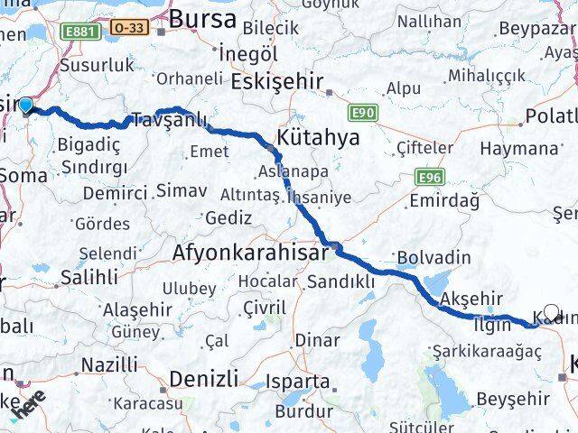 Balıkesir Sarayönü Konya Arası Kaç Km - Yol Haritası