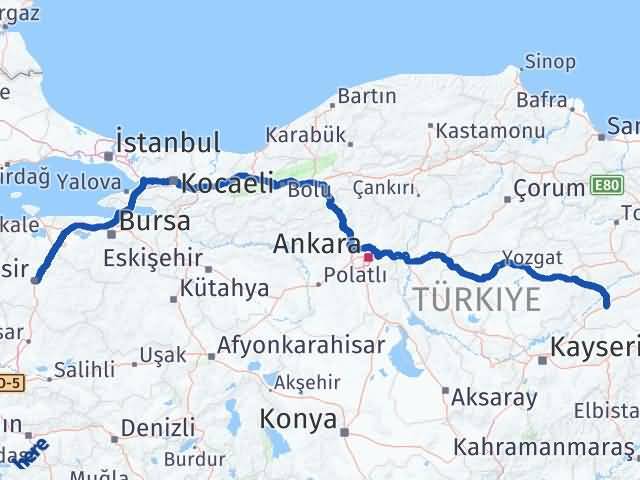 Balıkesir Şarkışla Sivas Arası Kaç Km - Yol Haritası