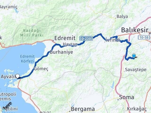 Çaltılı Ayvalık Feribot Terminali Arası Kaç Km - Yol Tarifi