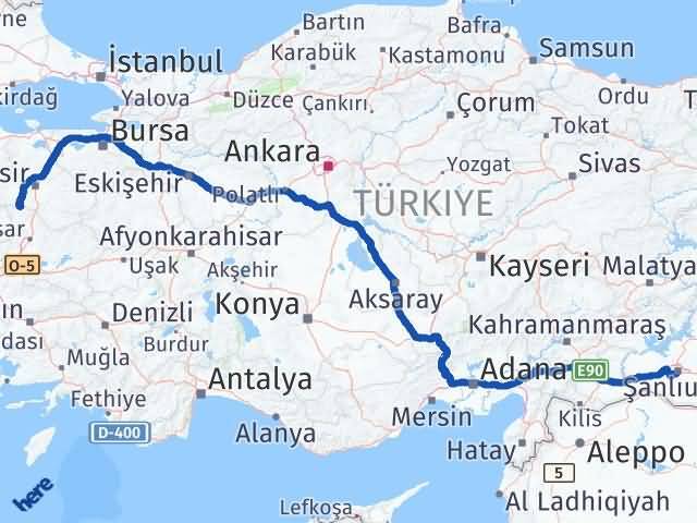 Balıkesir Savaştepe Şanlıurfa Arası Kaç Km - Yol Haritası