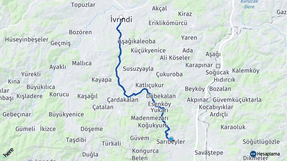 Sarıbeyler İvrindi Arası Kaç Km - Yol Tarifi