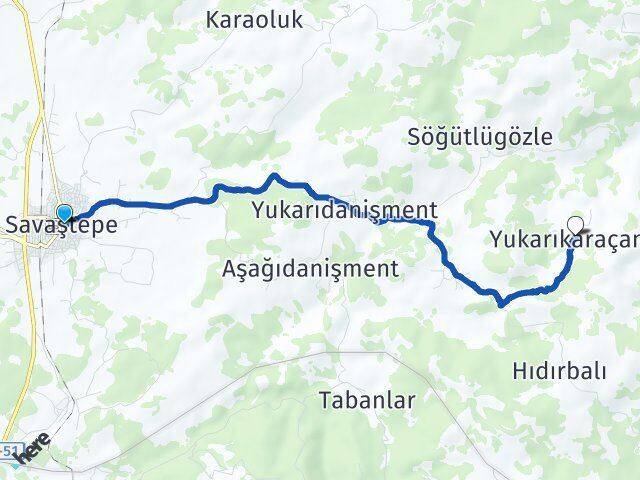 Balıkesir Savaştepe Yukarıkaraçam Savaştepe Arası Kaç Km - Yol Haritası