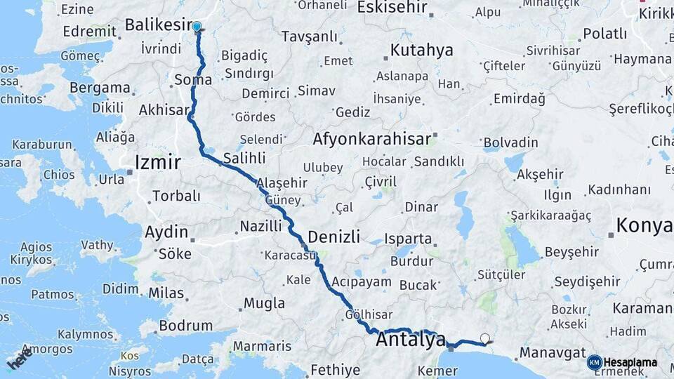 Balıkesir Serik Arası Kaç Km - Yol Tarifi
