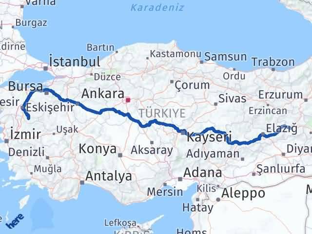 Balıkesir Sındırgı Bingöl Arası Kaç Km - Yol Haritası