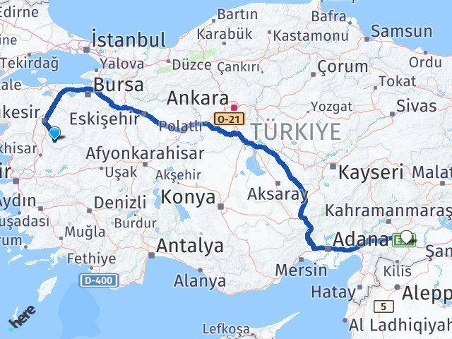 Balıkesir Sındırgı Gaziantep Arası Kaç Km - Yol Haritası