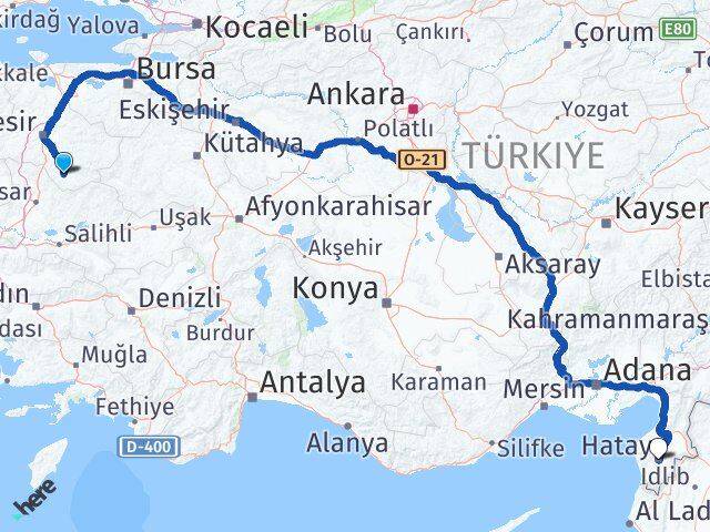 Balıkesir Sındırgı Hatay Arası Kaç Km - Yol Haritası