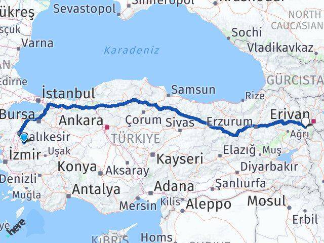 Balıkesir Sındırgı Iğdır Arası Kaç Km - Yol Haritası