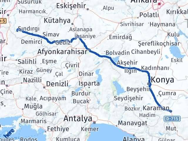 Balıkesir Sındırgı Karaman Arası Kaç Km - Yol Haritası