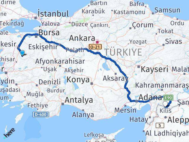 Balıkesir Sındırgı Kilis Arası Kaç Km - Yol Haritası