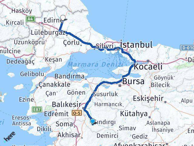Balıkesir Sındırgı Kırklareli Arası Kaç Km - Yol Haritası