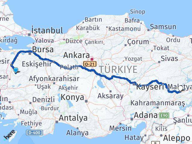 Balıkesir Sındırgı Malatya Arası Kaç Km - Yol Haritası