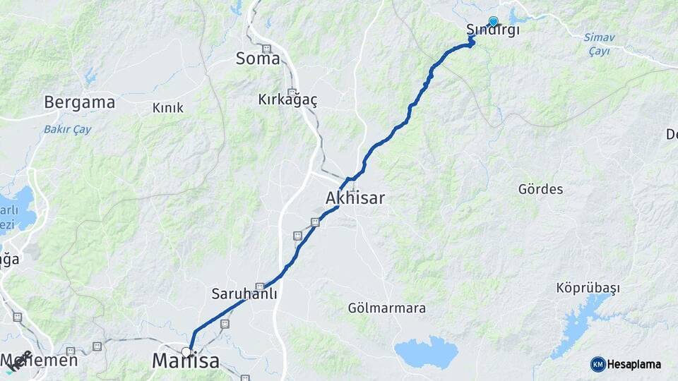 Balıkesir Sındırgı Manisa Arası Kaç Km - Yol Haritası