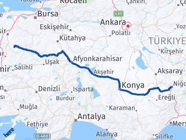 Balıkesir Sındırgı Niğde Arası Kaç Km - Yol Haritası