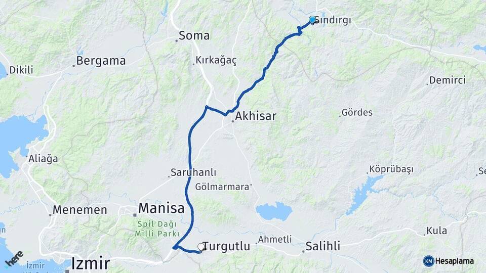 Balıkesir Sındırgı Turgutlu Manisa Arası Kaç Km - Yol Haritası