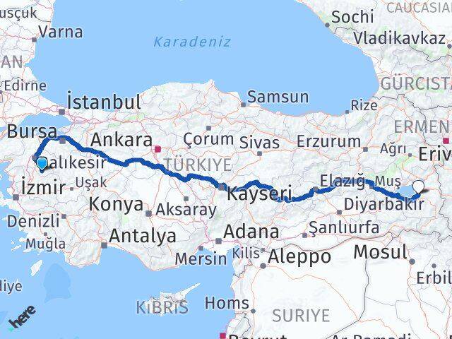 Balıkesir Sındırgı Van Arası Kaç Km - Yol Haritası