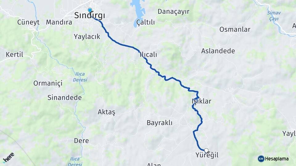 Balıkesir Sındırgı Yüreğil Sındırgı Arası Kaç Km - Yol Haritası
