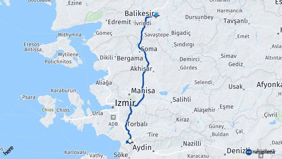 Balıkesir Şirince Selçuk İzmir Arası Kaç Km - Yol Haritası
