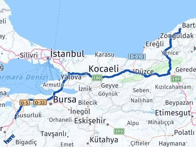Balıkesir Susurluk Bartın Arası Kaç Km - Yol Haritası