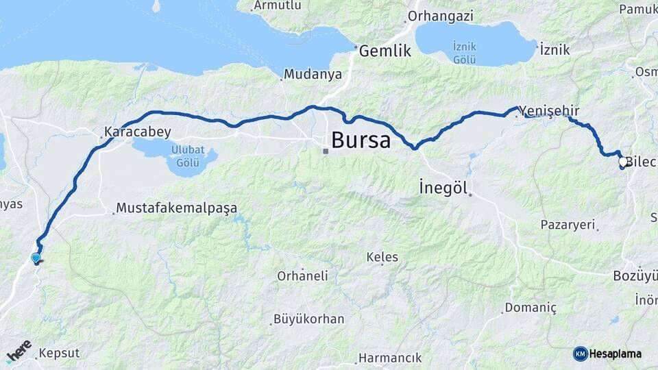 Balıkesir Susurluk Bilecik Arası Kaç Km - Yol Haritası