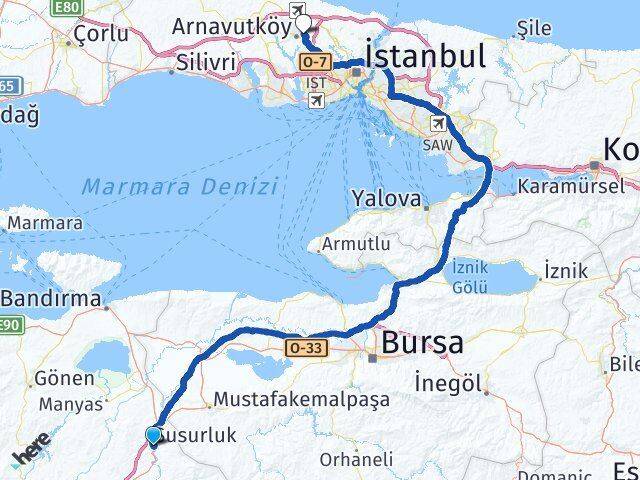 Balıkesir Susurluk Boğazköy İstiklal Arnavutköy İstanbul Arası Kaç Km - Yol Haritası