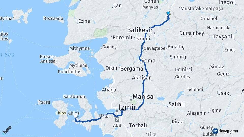Balıkesir Susurluk Çeşme İzmir Arası Kaç Km - Yol Haritası