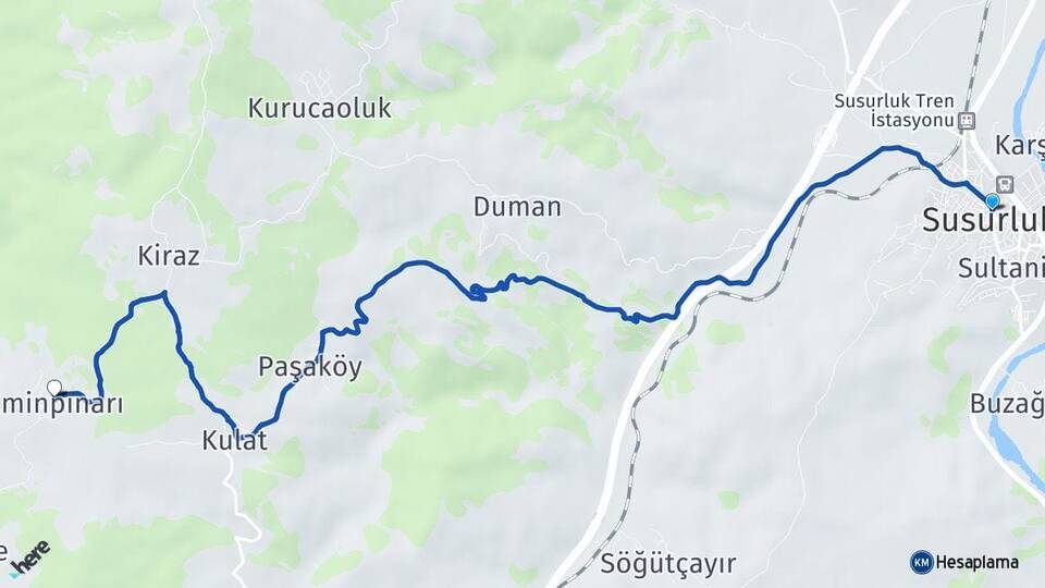 Balıkesir Susurluk Eminpınarı Susurluk Arası Kaç Km - Yol Haritası