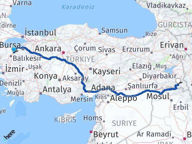 Balıkesir Susurluk Hakkari Arası Kaç Km - Yol Haritası