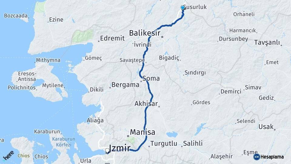 Balıkesir Susurluk İzmir Arası Kaç Km - Yol Haritası
