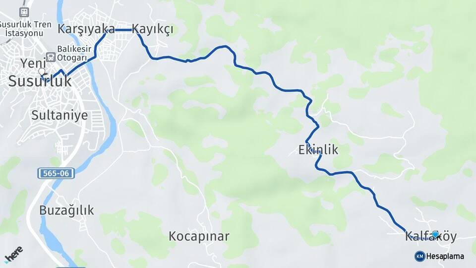Kalfaköy Susurluk Arası Kaç Km - Yol Tarifi