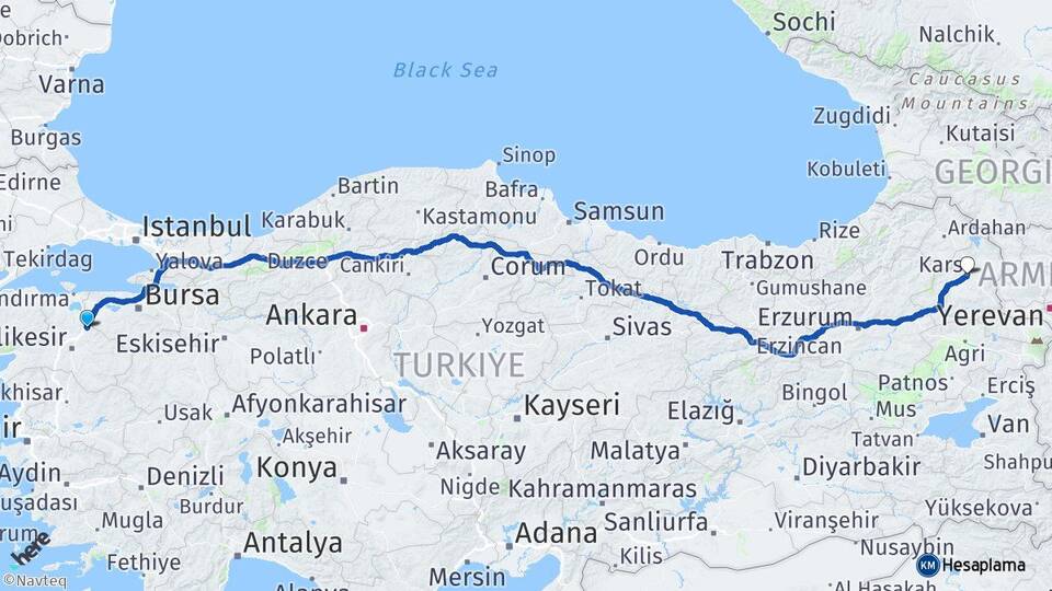 Balıkesir Susurluk Kars Arası Kaç Km - Yol Haritası