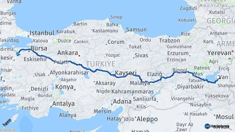 Balıkesir Susurluk Van Arası Kaç Km - Yol Haritası