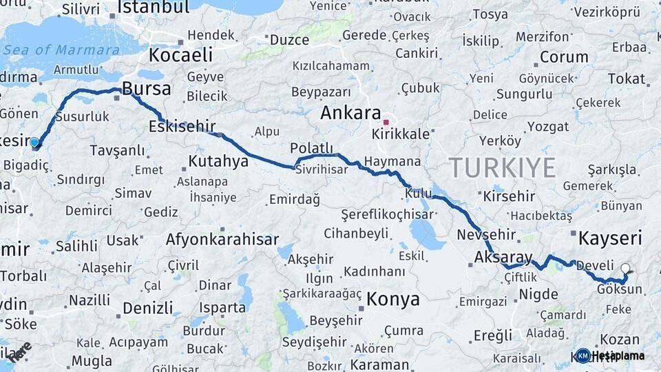 Balıkesir Tufanbeyli Adana Arası Kaç Km - Yol Haritası