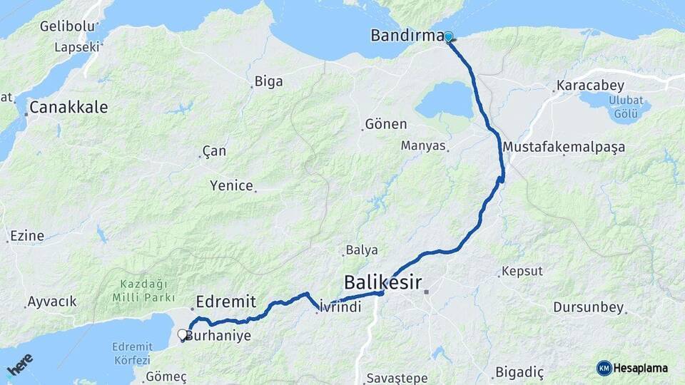 Bandırma İDO Feribot İskelesi Burhaniye Arası Kaç Km - Yol Tarifi