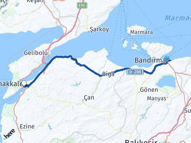 Bandırma İDO Feribot İskelesi Çanakkale Arası Kaç Km - Yol Tarifi