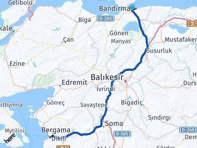 Bandırma İDO Feribot İskelesi Dikili Arası Kaç Km - Yol Tarifi