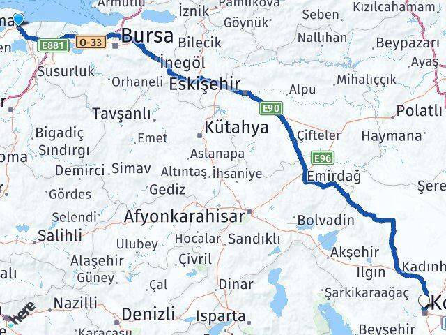 Bandırma İDO Feribot İskelesi Selçuklu Arası Kaç Km - Yol Tarifi