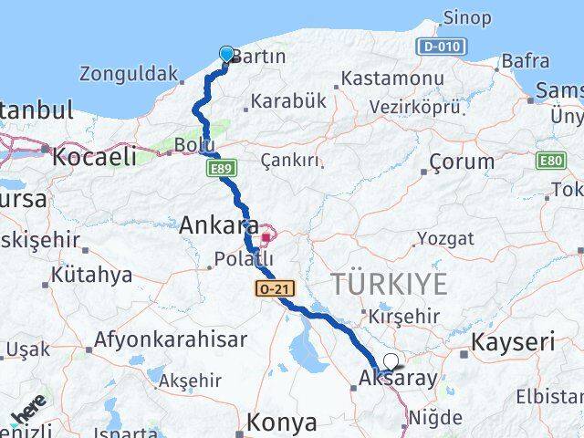 Bartın Acıgöl Nevşehir Arası Kaç Km - Yol Haritası