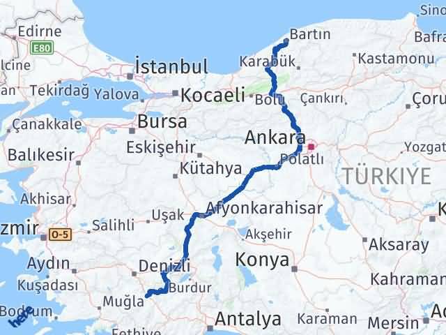 Bartın Acıpayam Denizli Arası Kaç Km - Yol Haritası