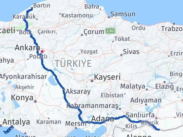 Bartın Akçakale Şanlıurfa Arası Kaç Km - Yol Haritası