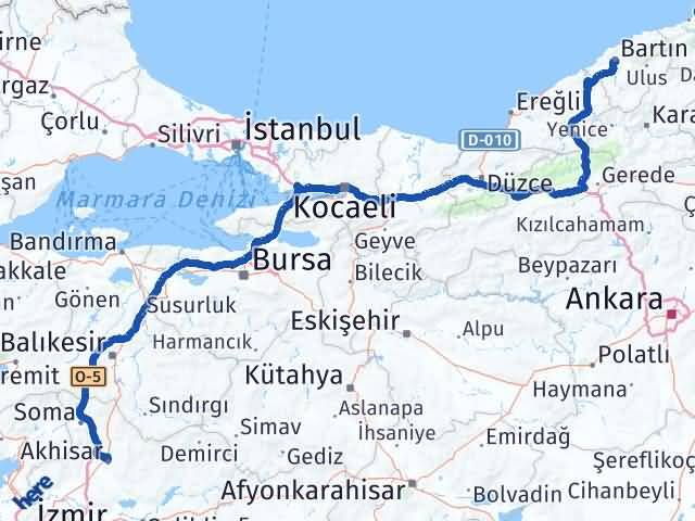 Bartın Akhisar Manisa Arası Kaç Km - Yol Haritası