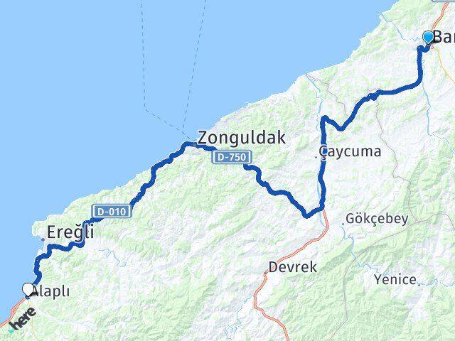 Bartın Alaplı Zonguldak Arası Kaç Km - Yol Haritası