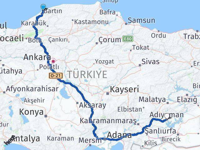 Bartın Amasra Adıyaman Arası Kaç Km - Yol Haritası