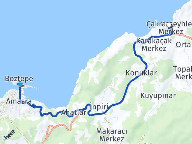Bartın Amasra Çakrazşeyhler Amasra Arası Kaç Km - Yol Haritası
