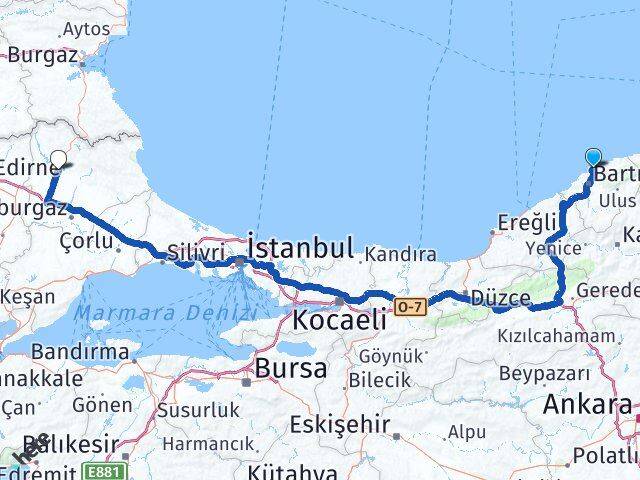 Bartın Amasra Kırklareli Arası Kaç Km - Yol Haritası