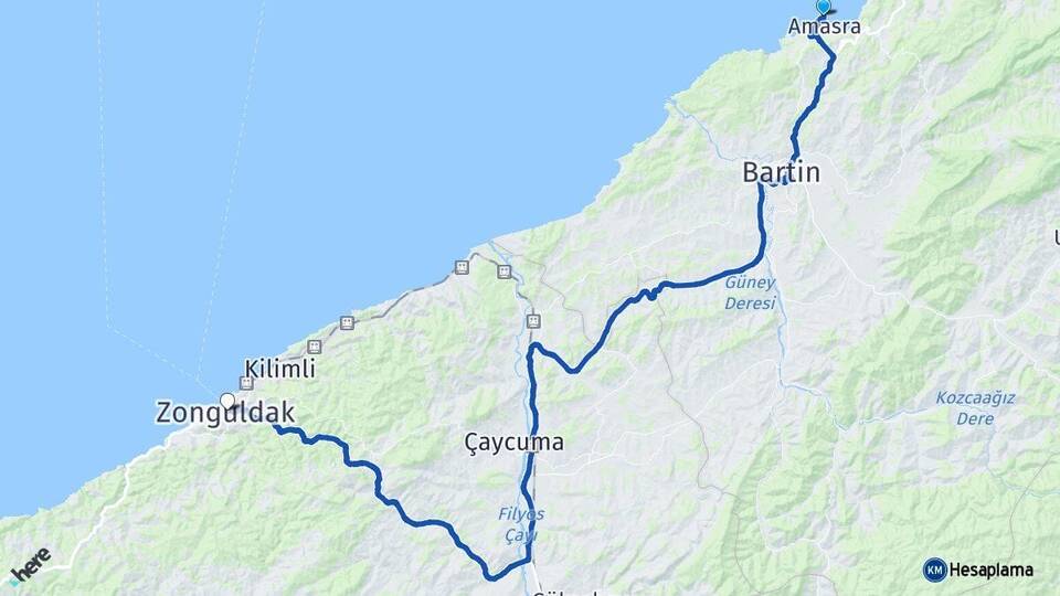 Bartın Amasra Zonguldak Arası Kaç Km - Yol Haritası