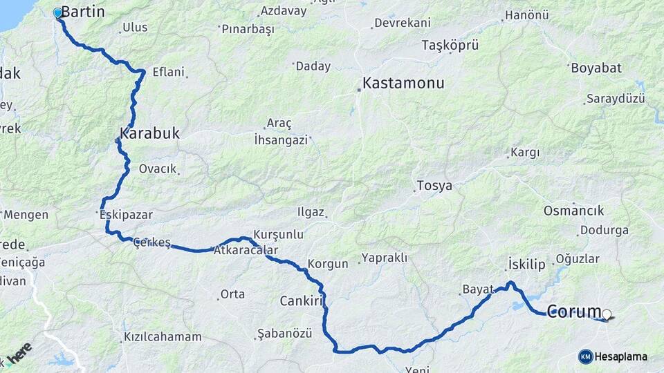 Bartın Arıt Arası Kaç Km - Yol Haritası